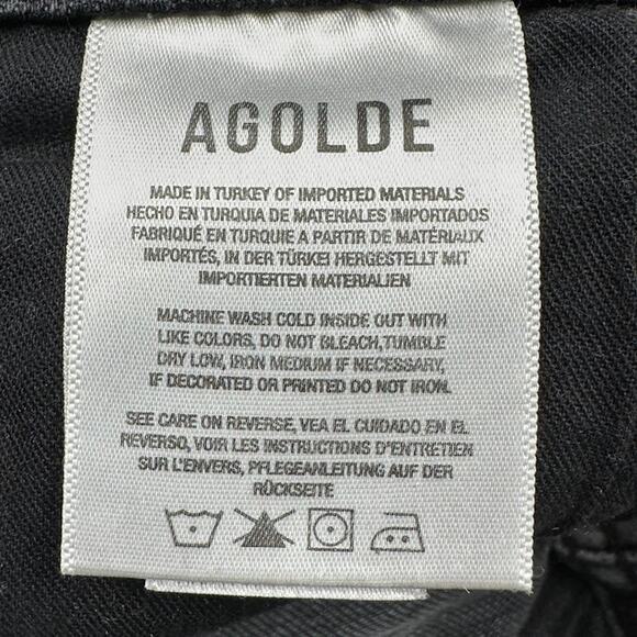 Agolde Jeans Womens 26 Black High Rise Stovepipe Stretch Pockets Raw Hem - Picture 7 of 12